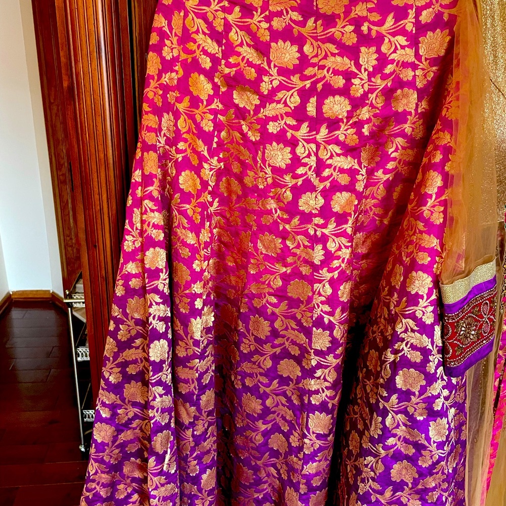 Lehenga with long Anarkali style shirt and Dupatta